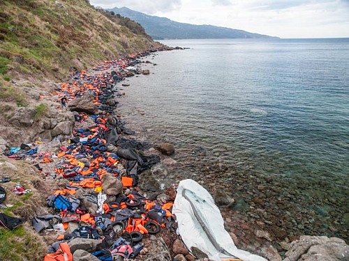 Skala Lighthouse, Lesbos Island, Mediterranean Sea
<p>Lost and discarded lifevests and inflatables of refugees on their way from Turkey to Lesbos Island, along the coastline of Skala near Skala lighthouse</p><p>beach, coast, Greece, inflatable, Lesbos, lifevest, lighthouse, Mediterranean, refugees, shipwreck, Skala, Skala Sikamineas, waste</p>
Coastline - Cliff, Coastal Landscape, Pollution/Litter/Relics, Island, Public area/Beach, Geography - Temperate
© Wolf Wichmann